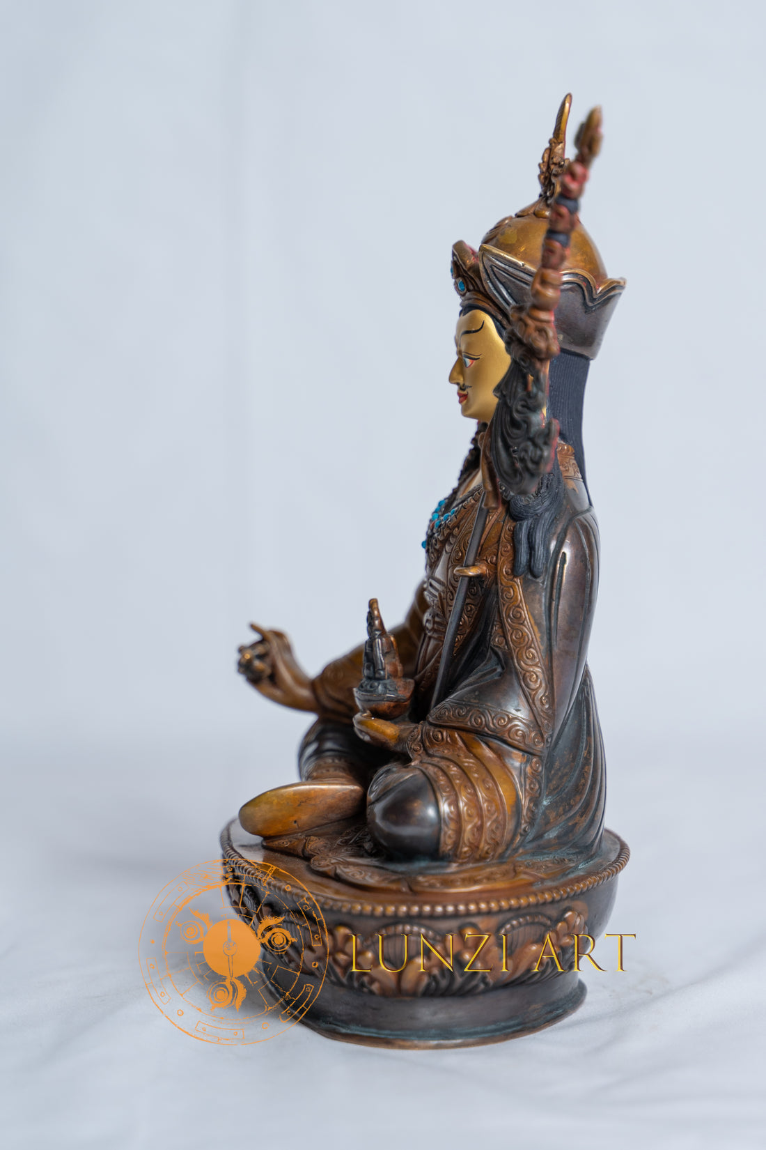 Copper Oxidized  face painted Guru Padmasambhava