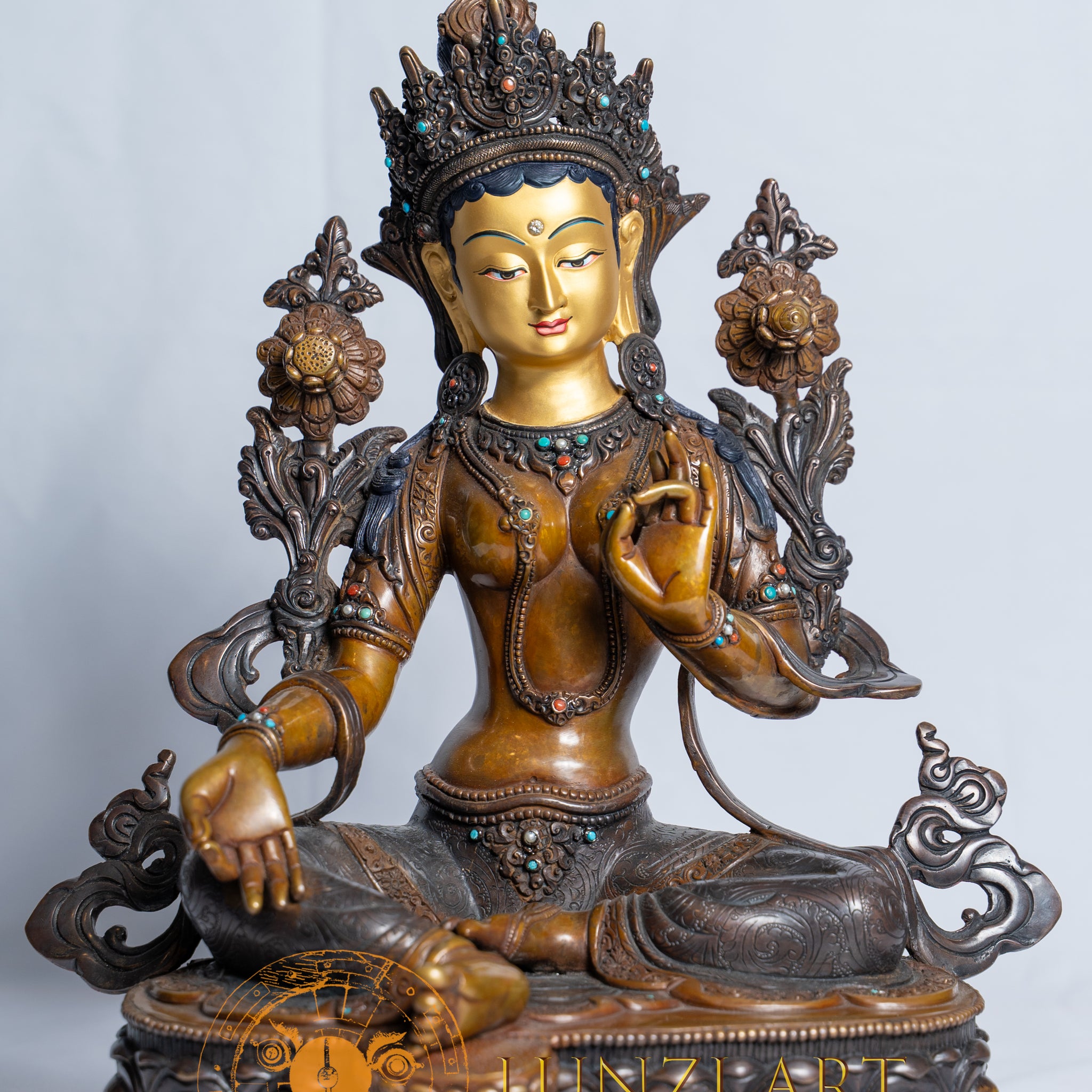 Copper Oxidized  face Painted Green Tara