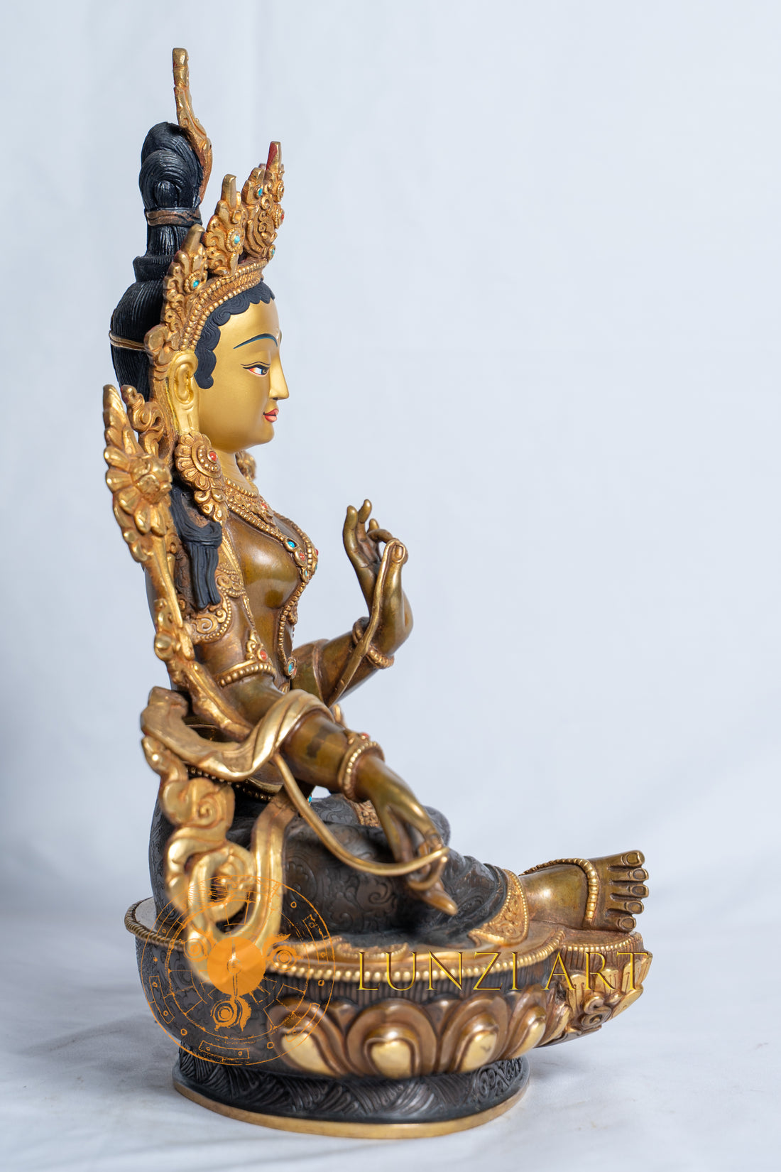 Copper and half gold-plated Green Tara