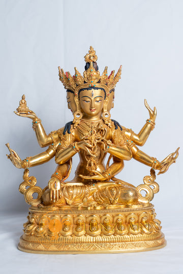 Statua di Namgyalma in rame placcato oro