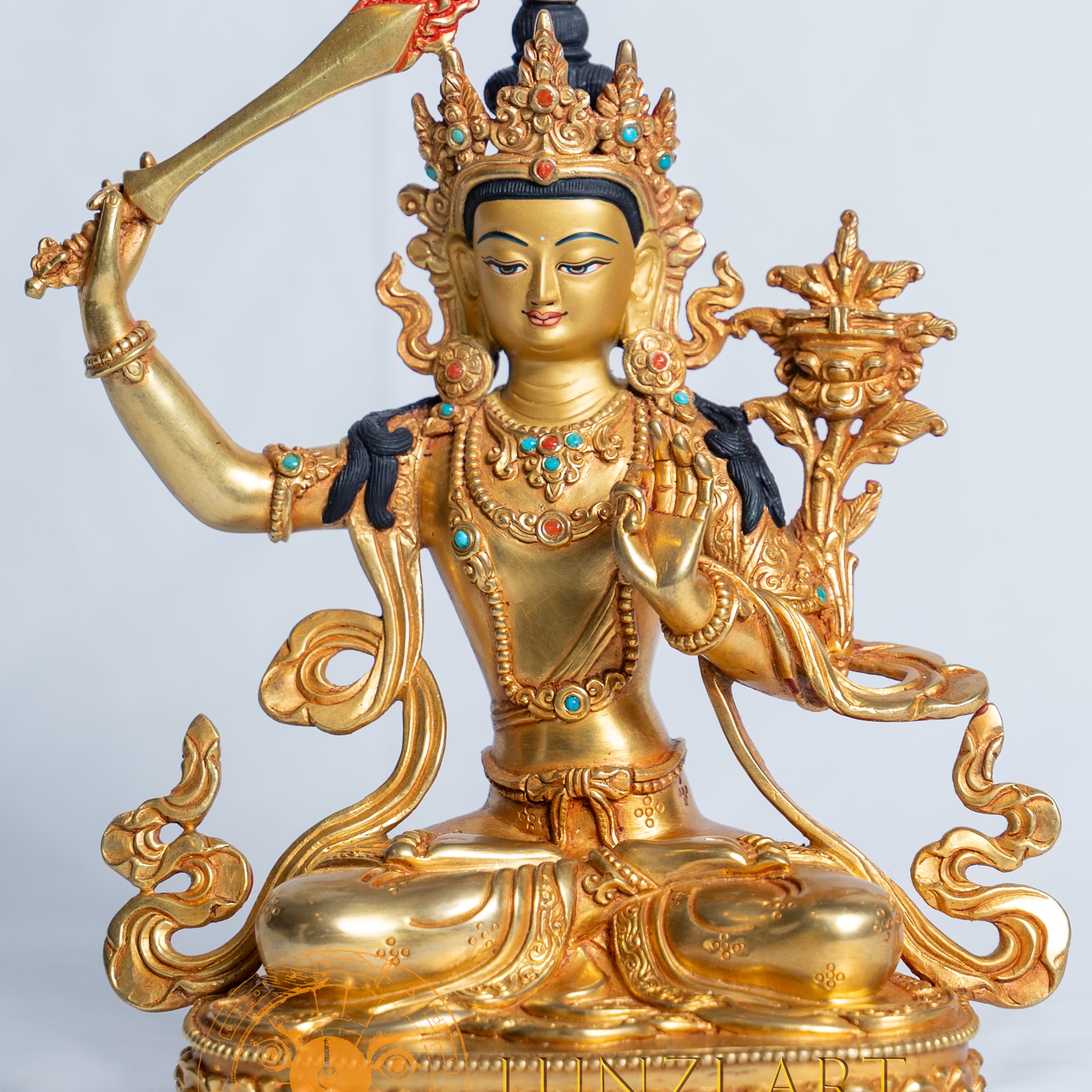 Manjushri Statue | Copper with full gold plated