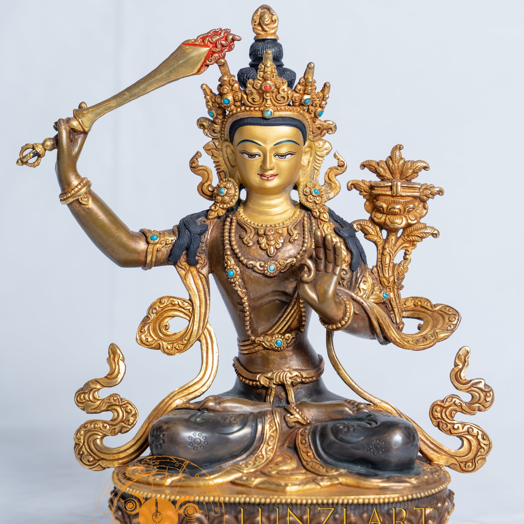 Manjushri Statue | Copper with half gold plated