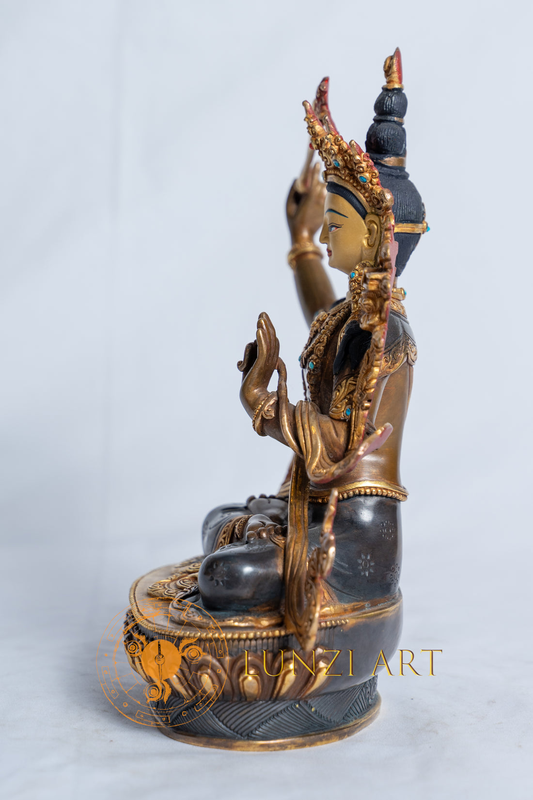 Manjushri Statue | Copper with half gold plated