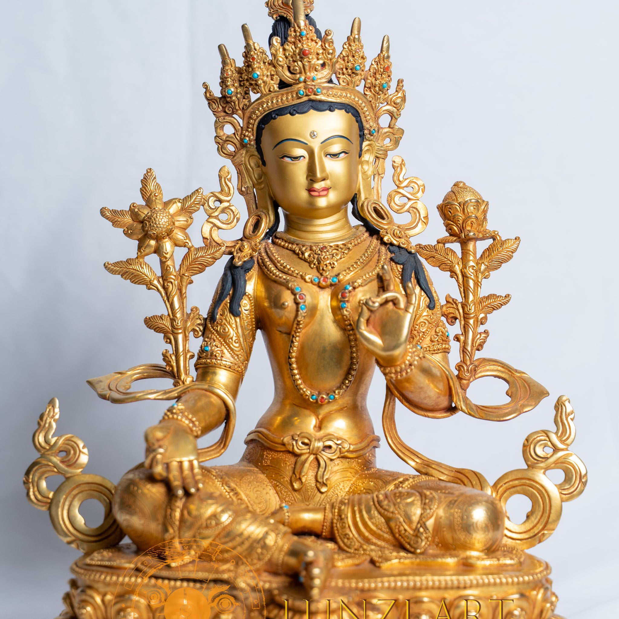 Green Tara Statue | Copper with 24k Full Gold Plating