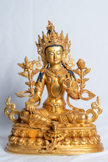 Green Tara Statue | Copper with 24k Full Gold Plating
