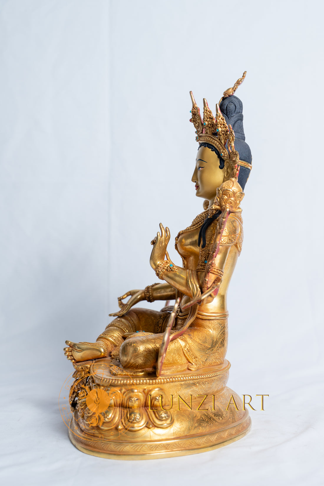 Green Tara Statue | Copper with 24k Full Gold Plating