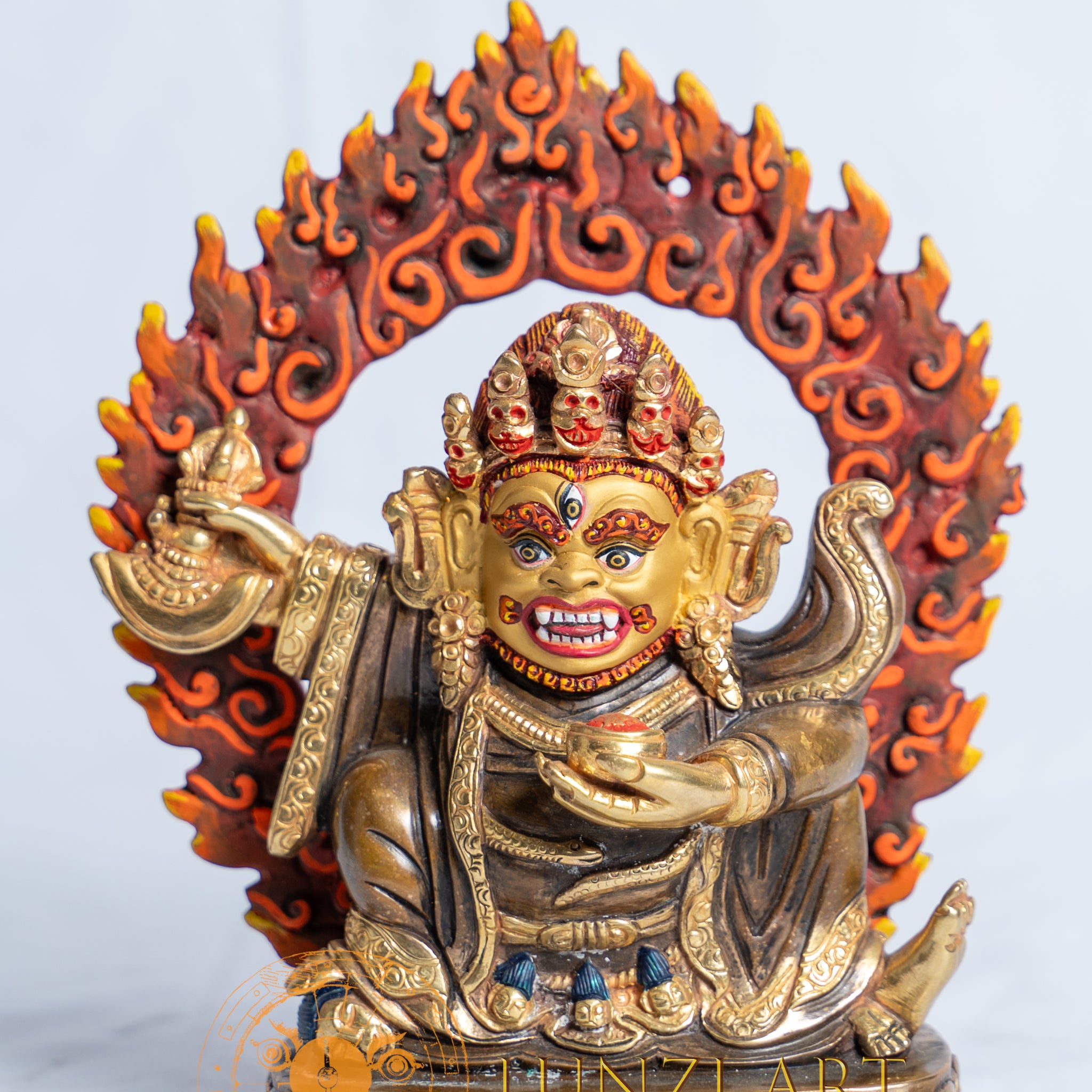 Mahakala Statue | Copper with 24k Half Gold Plating