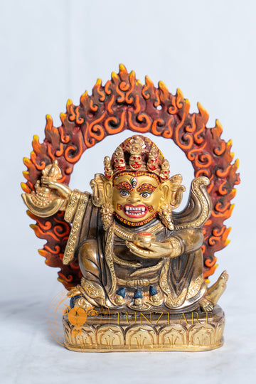 Mahakala Statue | Copper with 24k Half Gold Plating