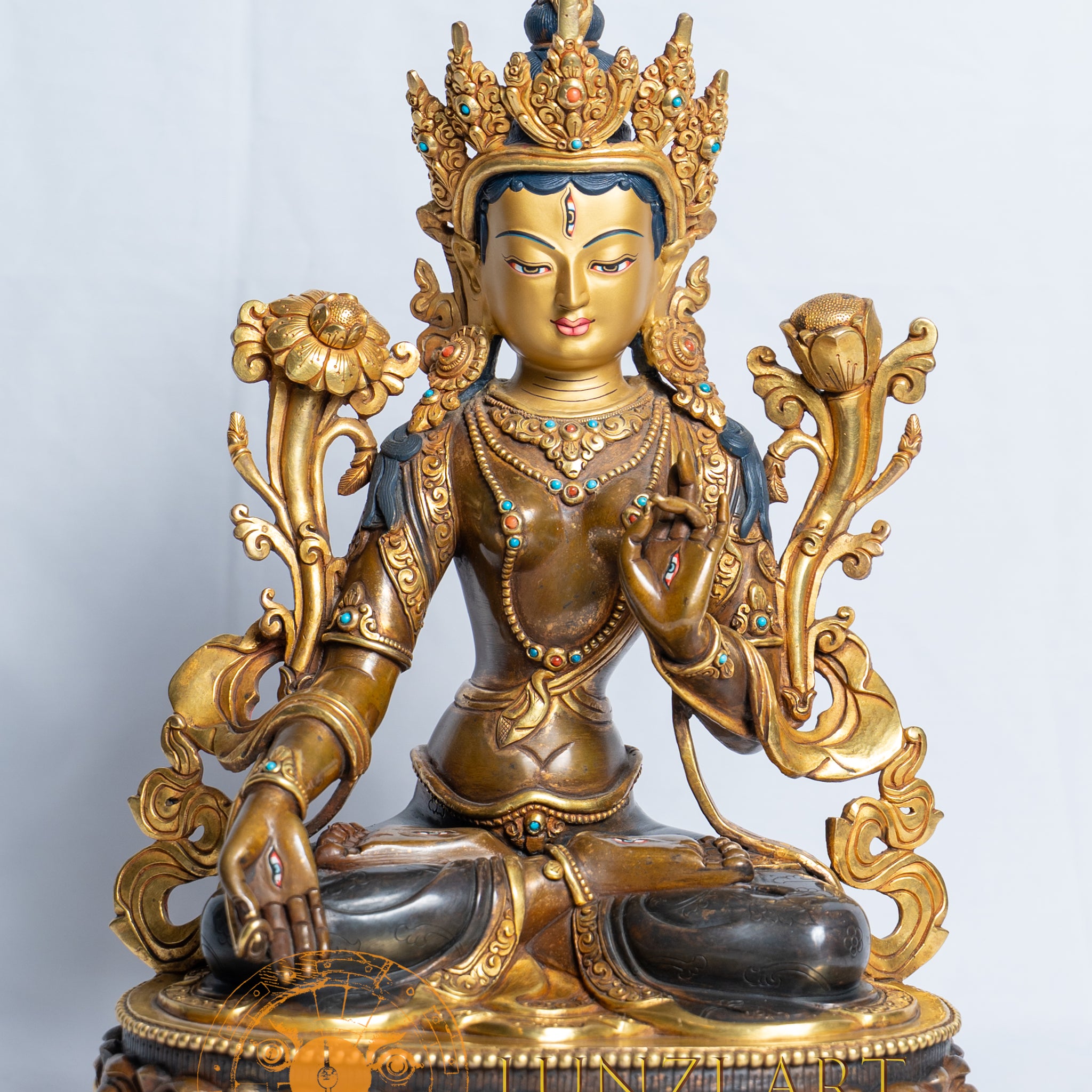 White Tara Statue | Copper with 24k Half Gold Plating