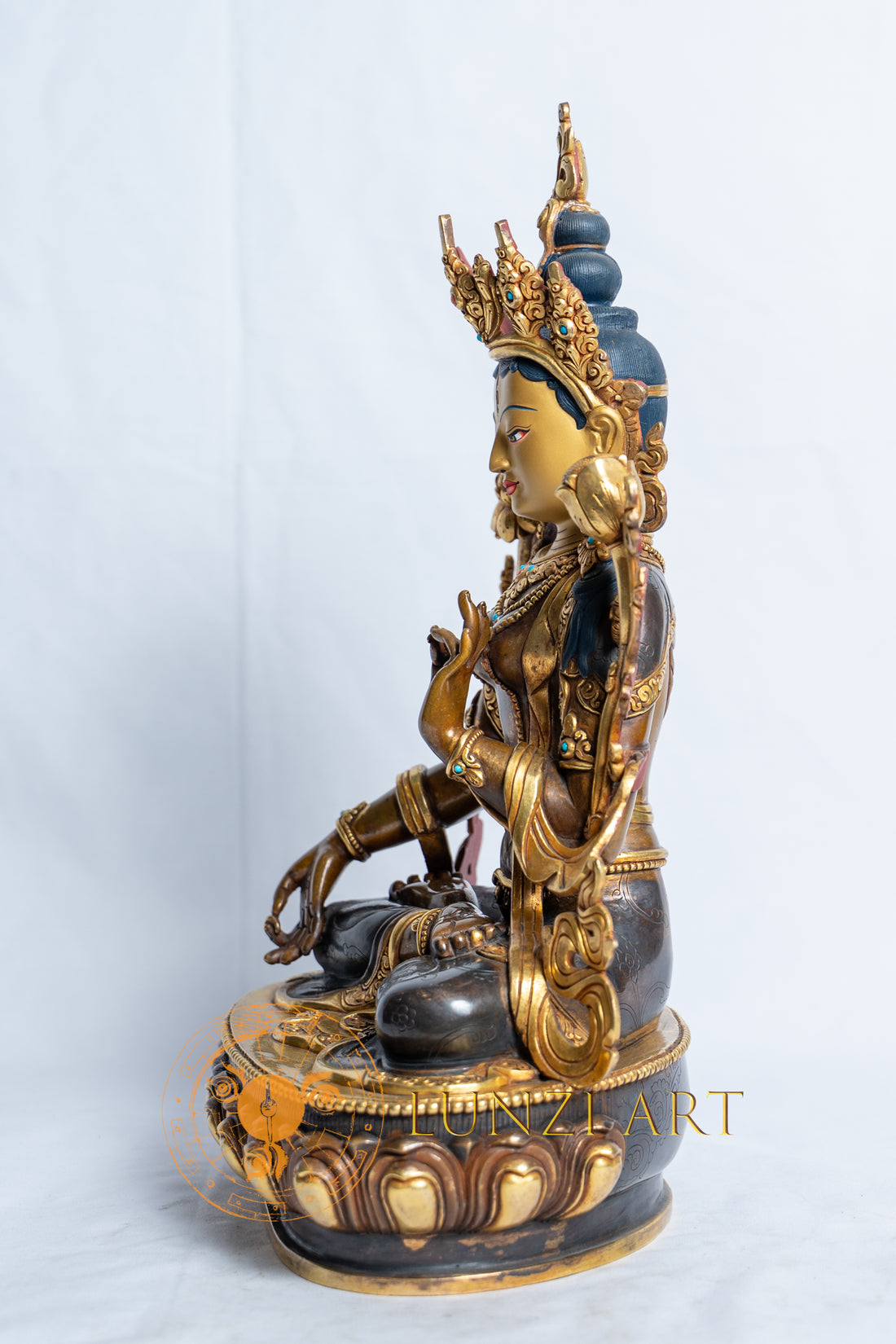 White Tara Statue | Copper with 24k Half Gold Plating