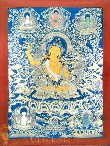 Handmade Manjushri Thangka: Blade of Transcendent Wisdom