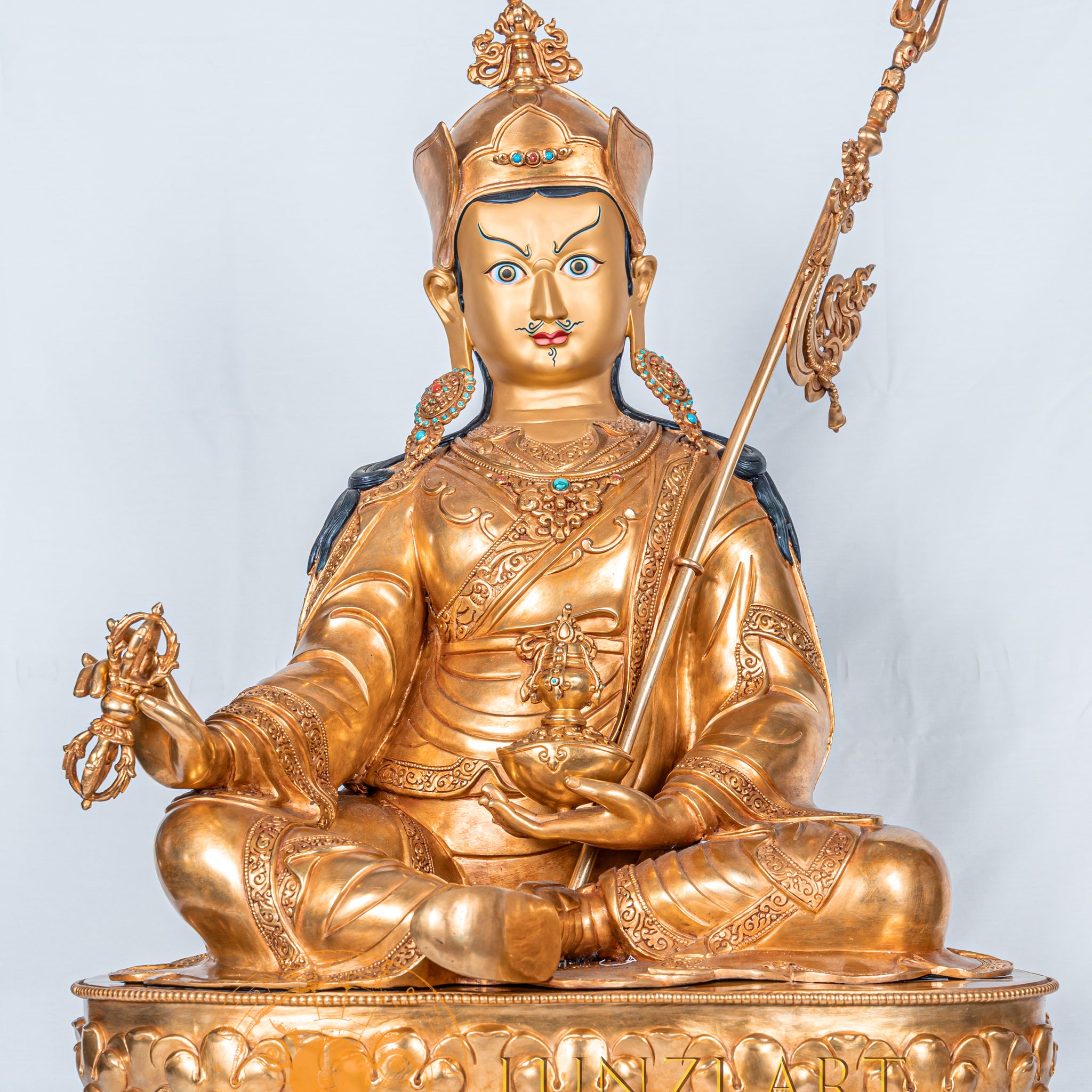 Guru Rinpoche (Padmasambhava) Statue | Copper with Full Gold Plating