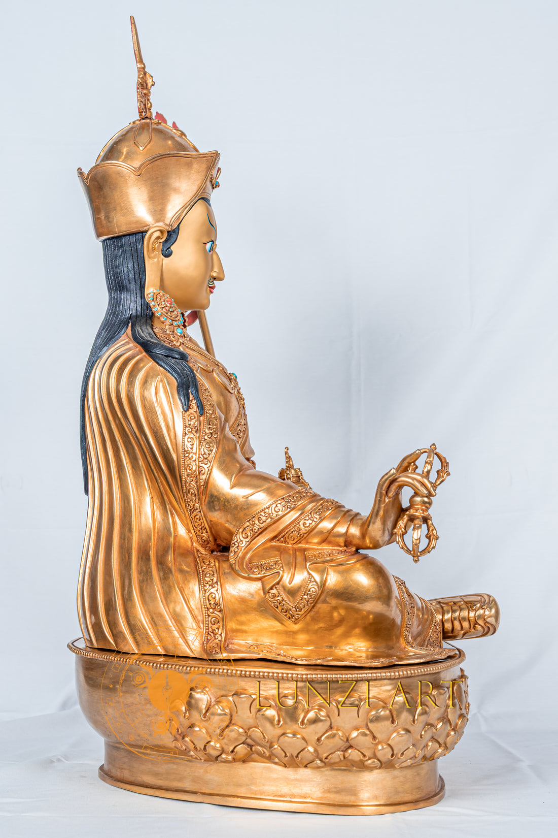 Guru Rinpoche (Padmasambhava) Statue | Copper with Full Gold Plating