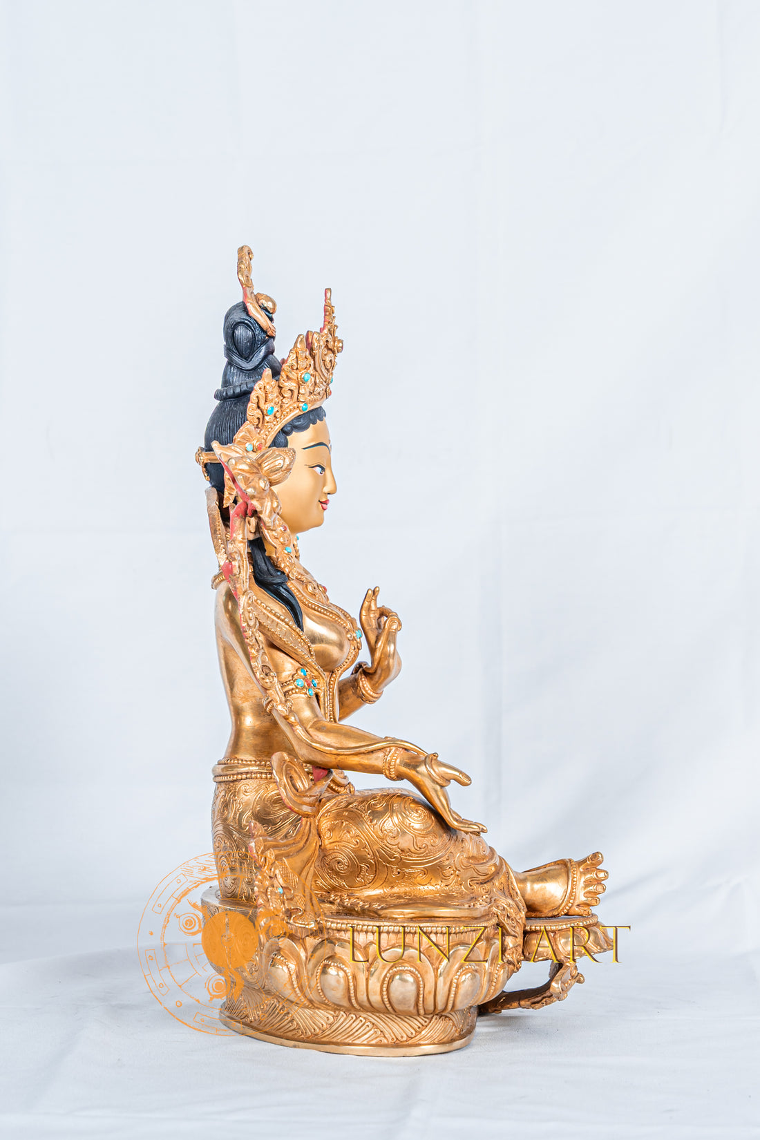 Green Tara statue | Copper with 24K Gold Plating