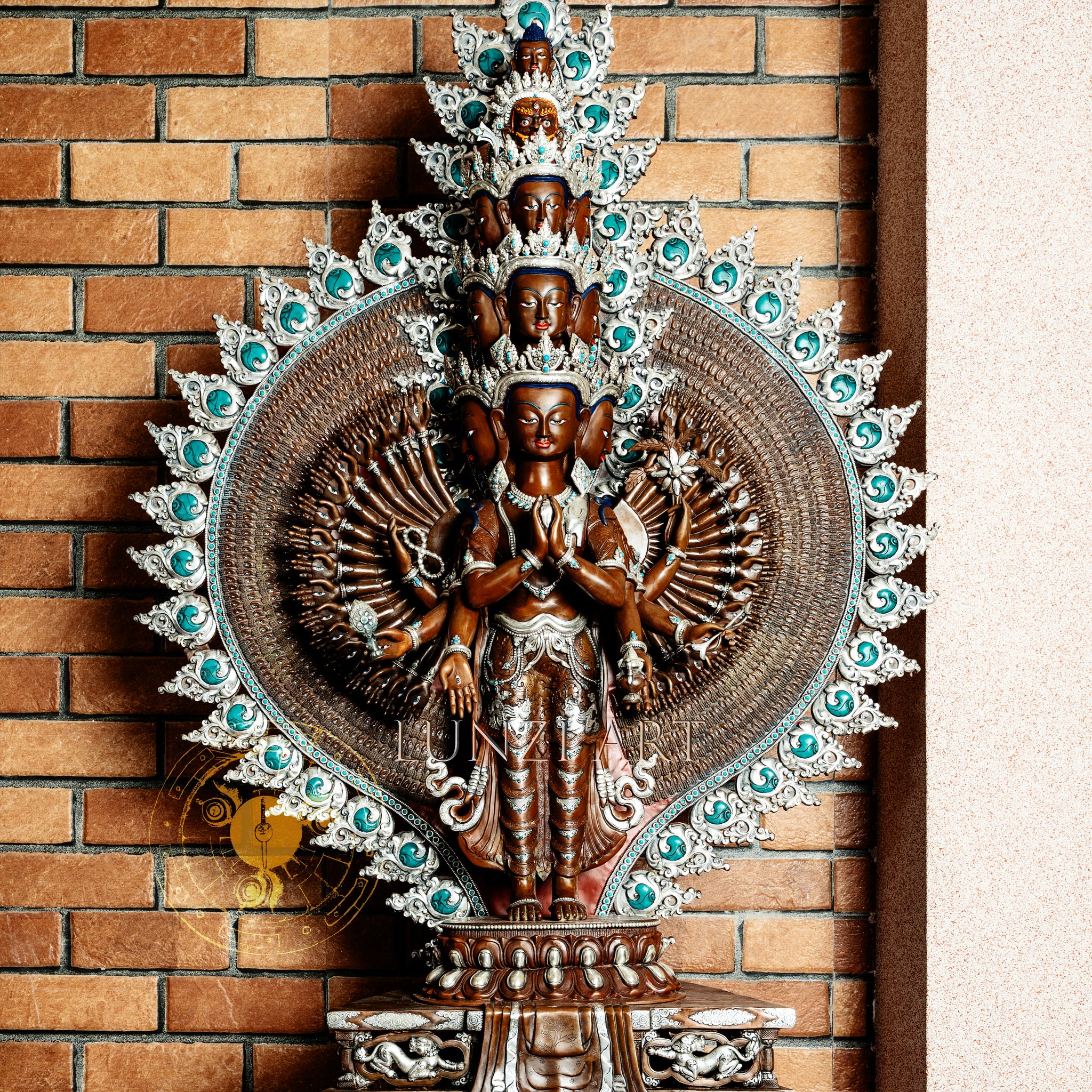 Large Multi-Faceted Thousand-Armed Avalokiteshvara Standing Statue — Masterfully Crafted by a Nationally Certified Artisan