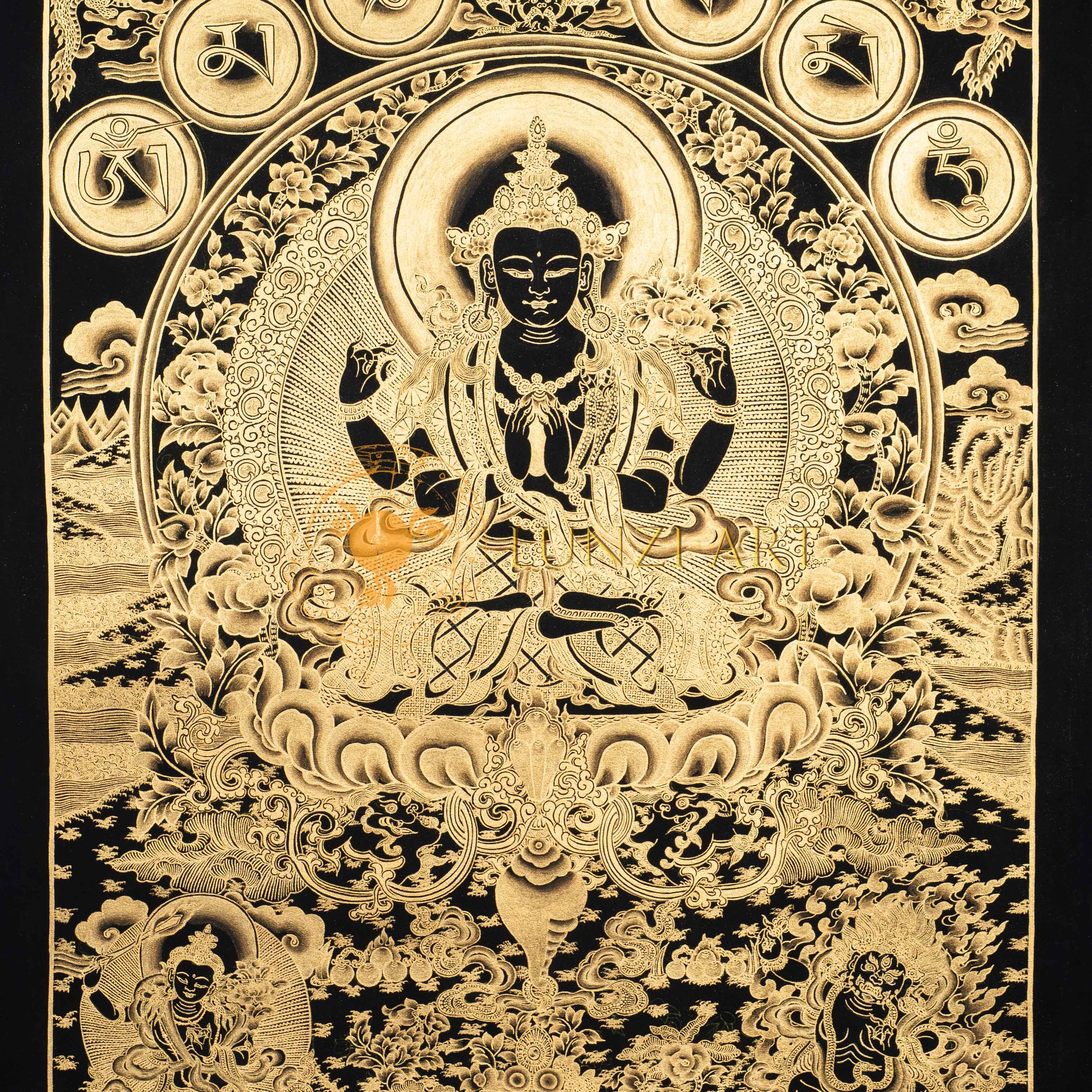 Hand-Painted Chengresi (Avalokiteshvara) Thangka