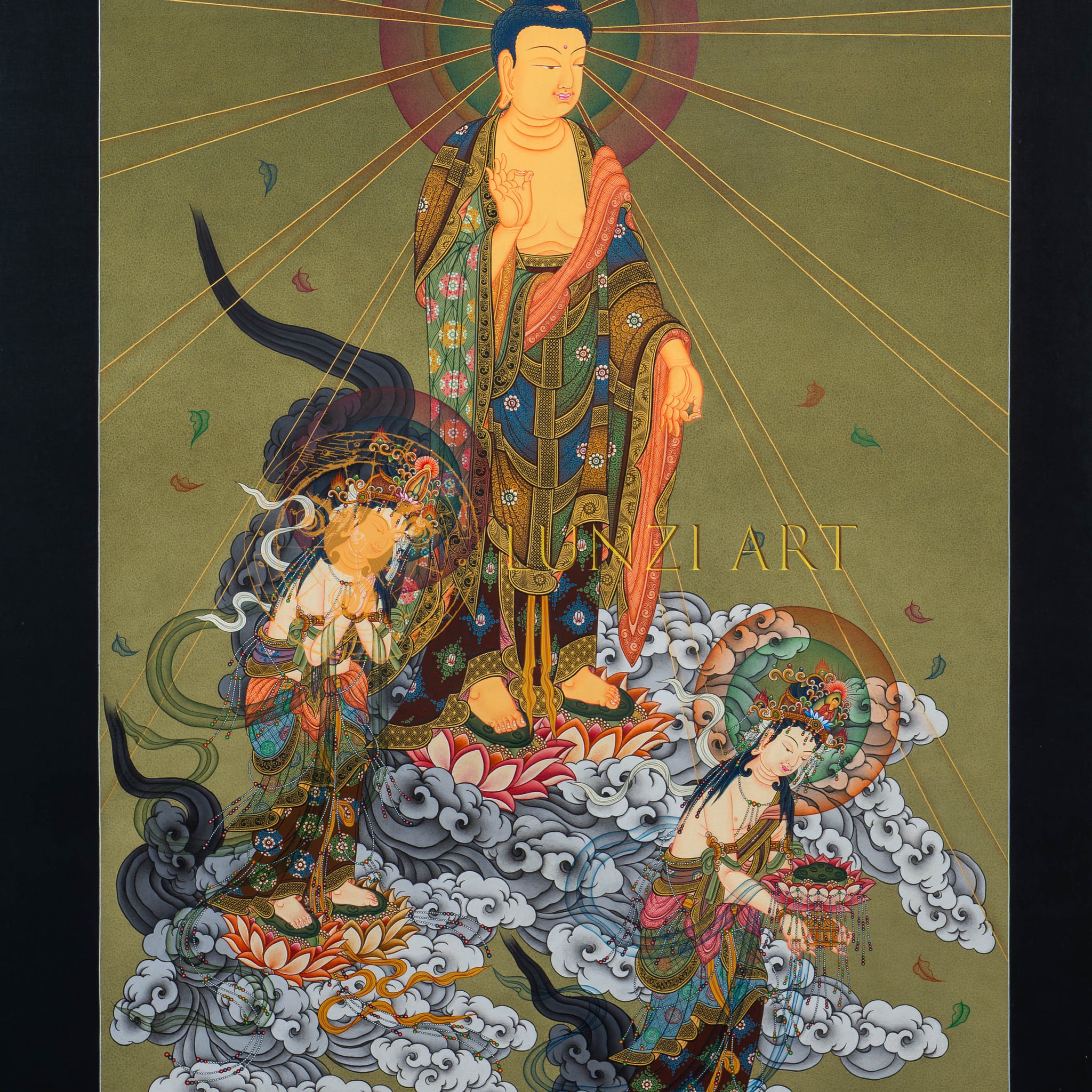 The Buddha's Celestial Descent Thangka Painting