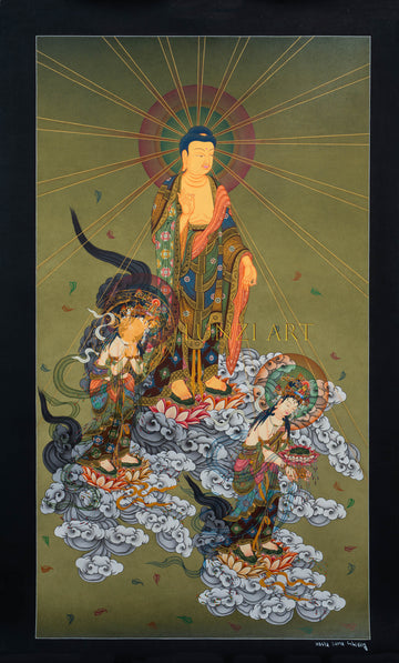 The Buddha's Celestial Descent Thangka Painting