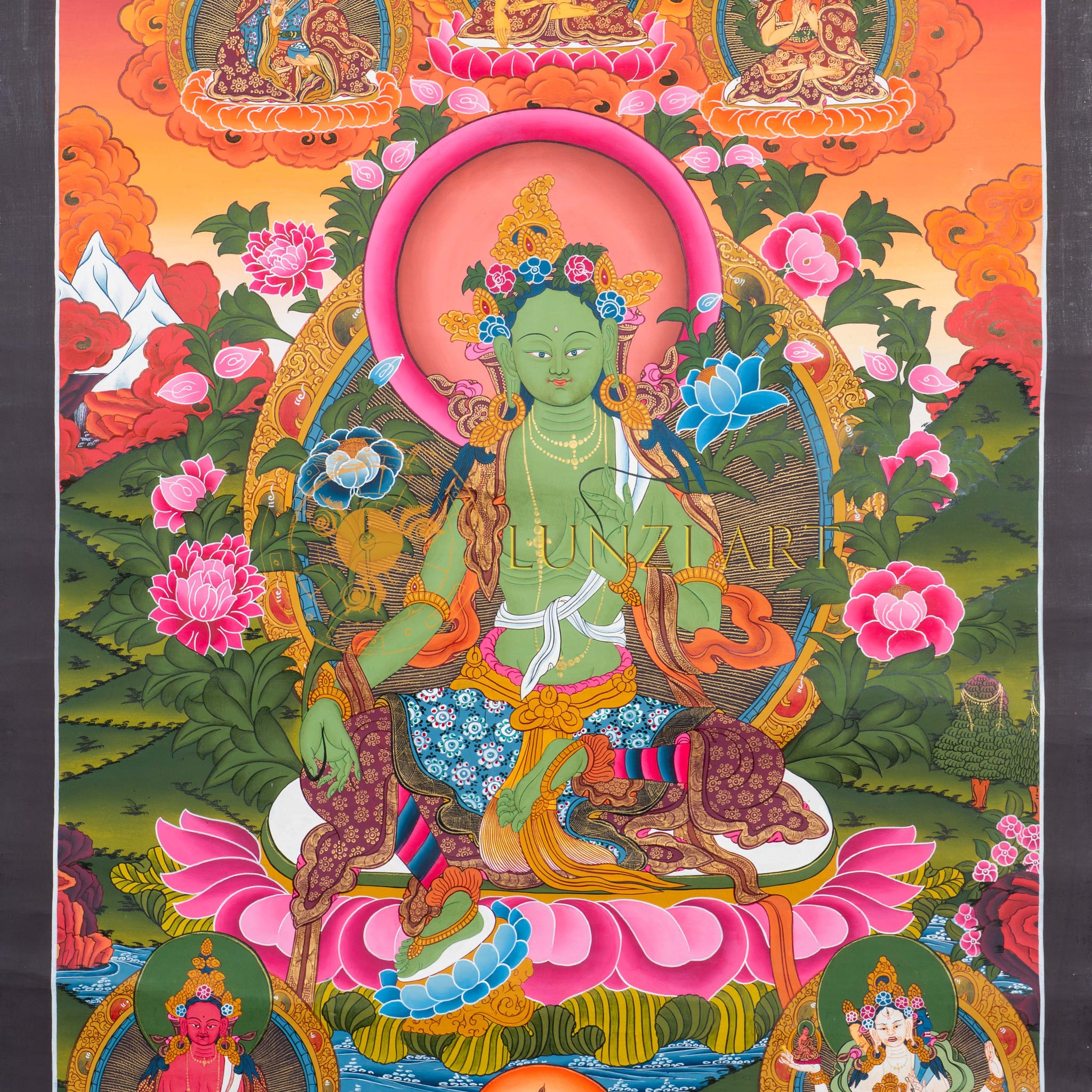 Il liberatore veloce: dipinto Thangka di Tara Verde