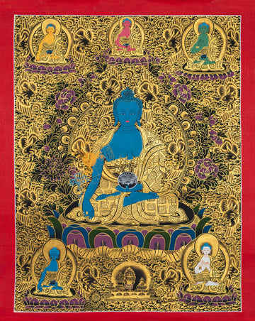 Thangka del Buddha della Medicina: Arte curativa tibetana