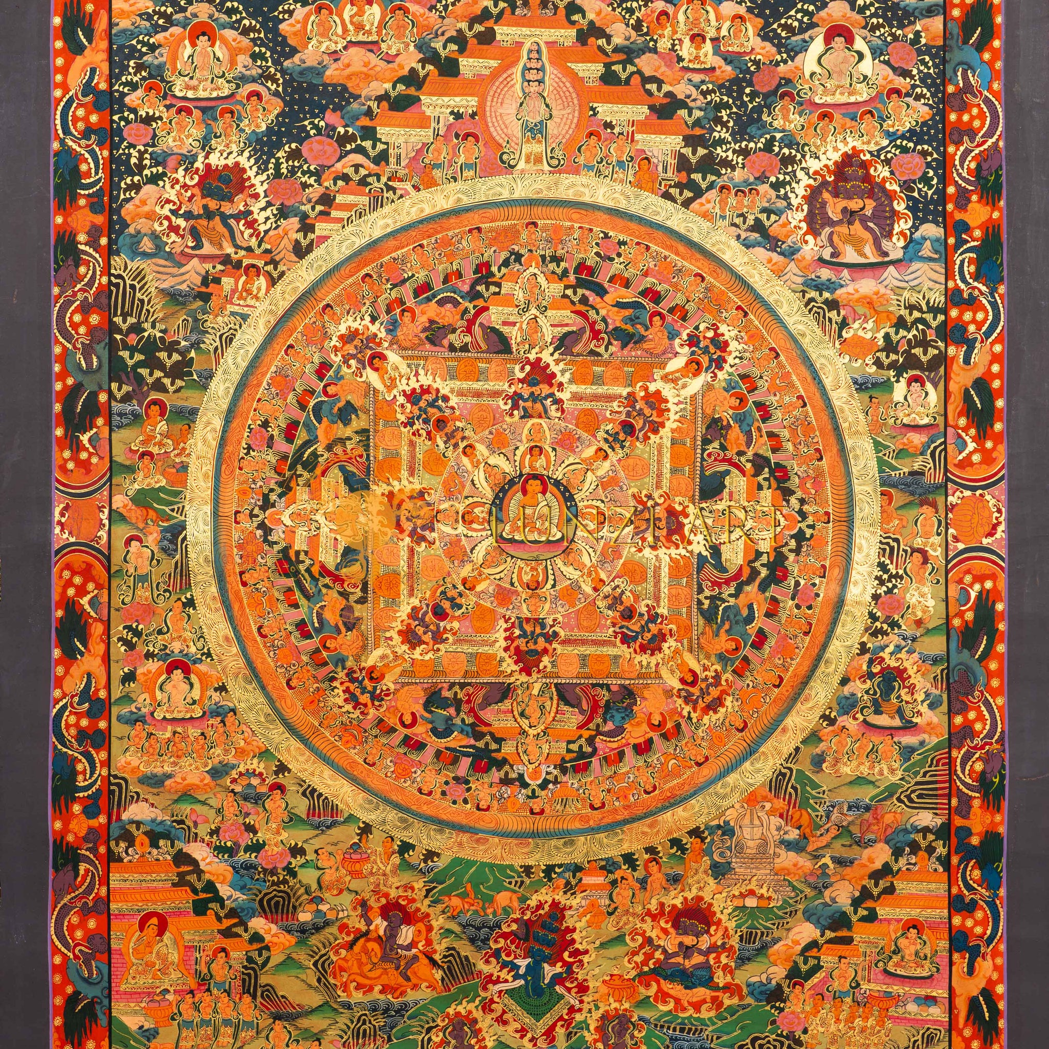 Il sacro mandala Thangka dell'illuminazione