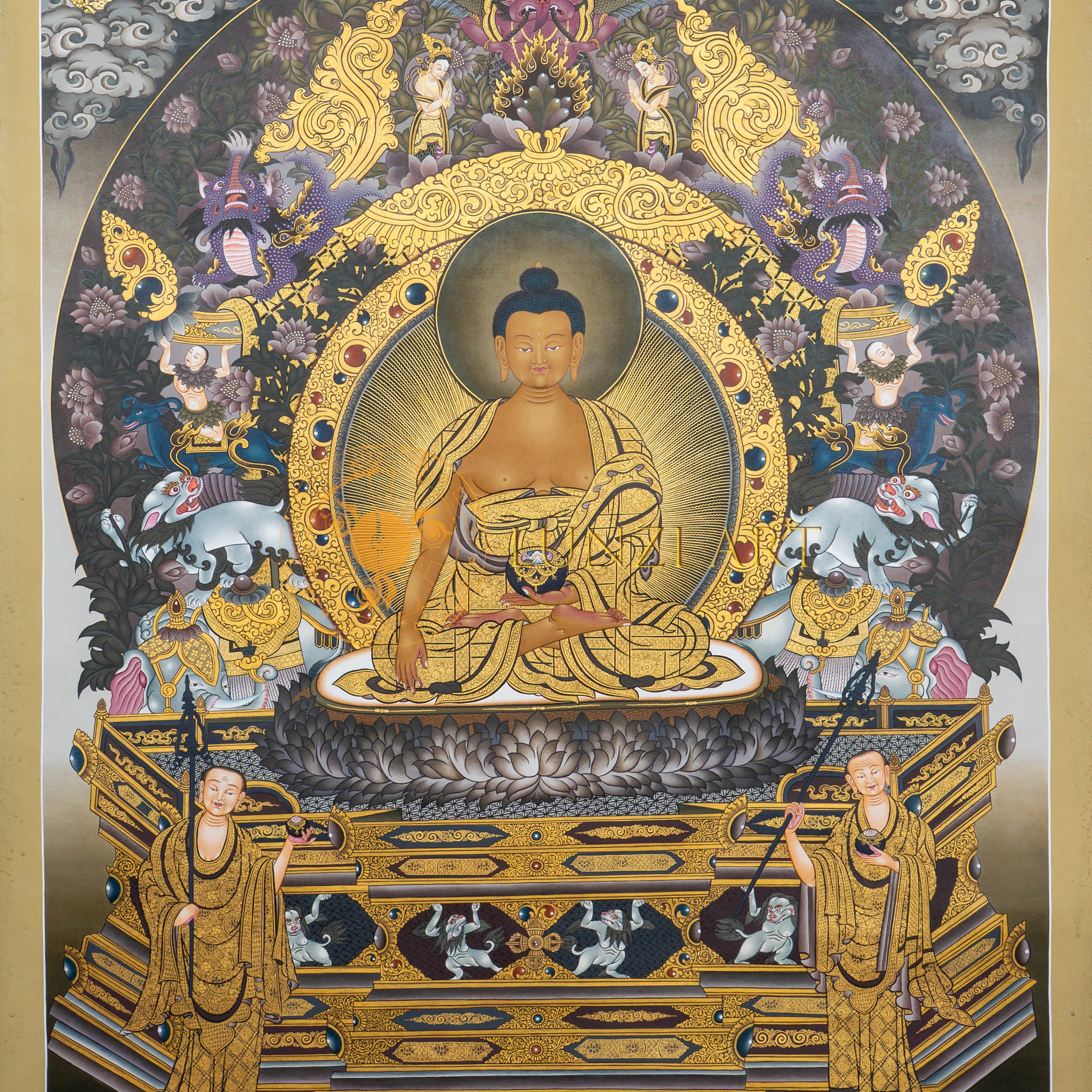 Radiant Throne Shakyamuni Buddha Thangka