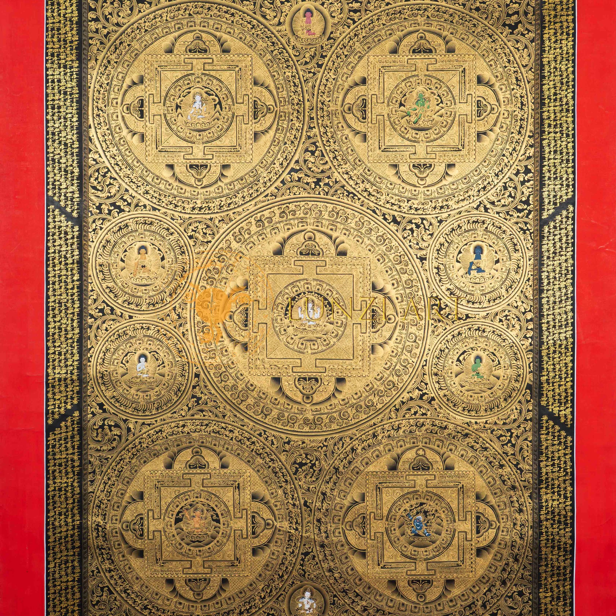 Mandala of the Five Dhyani Buddhas: A Celestial Map of Enlightenment
