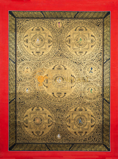 Mandala of the Five Dhyani Buddhas: A Celestial Map of Enlightenment