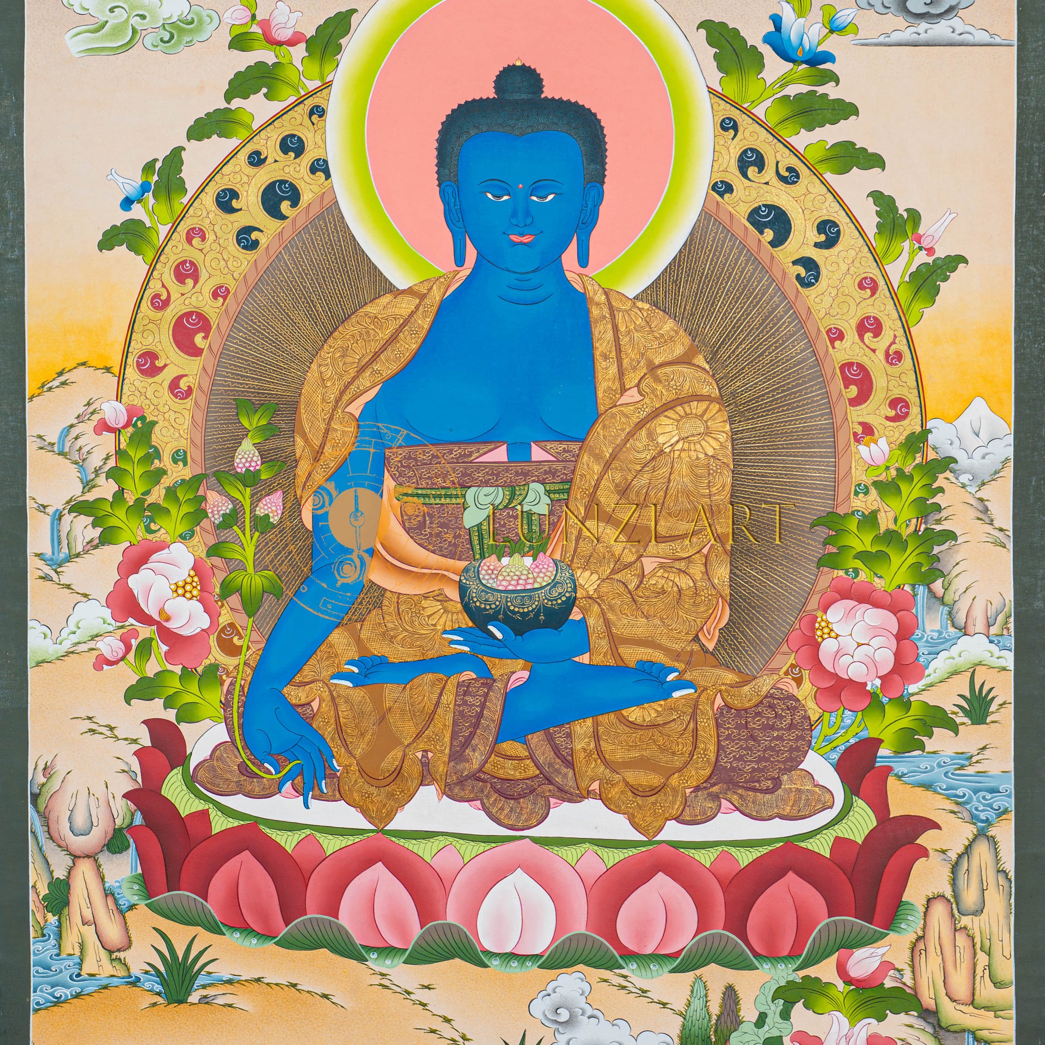 Hand-Painted Medicine Buddha Thangka