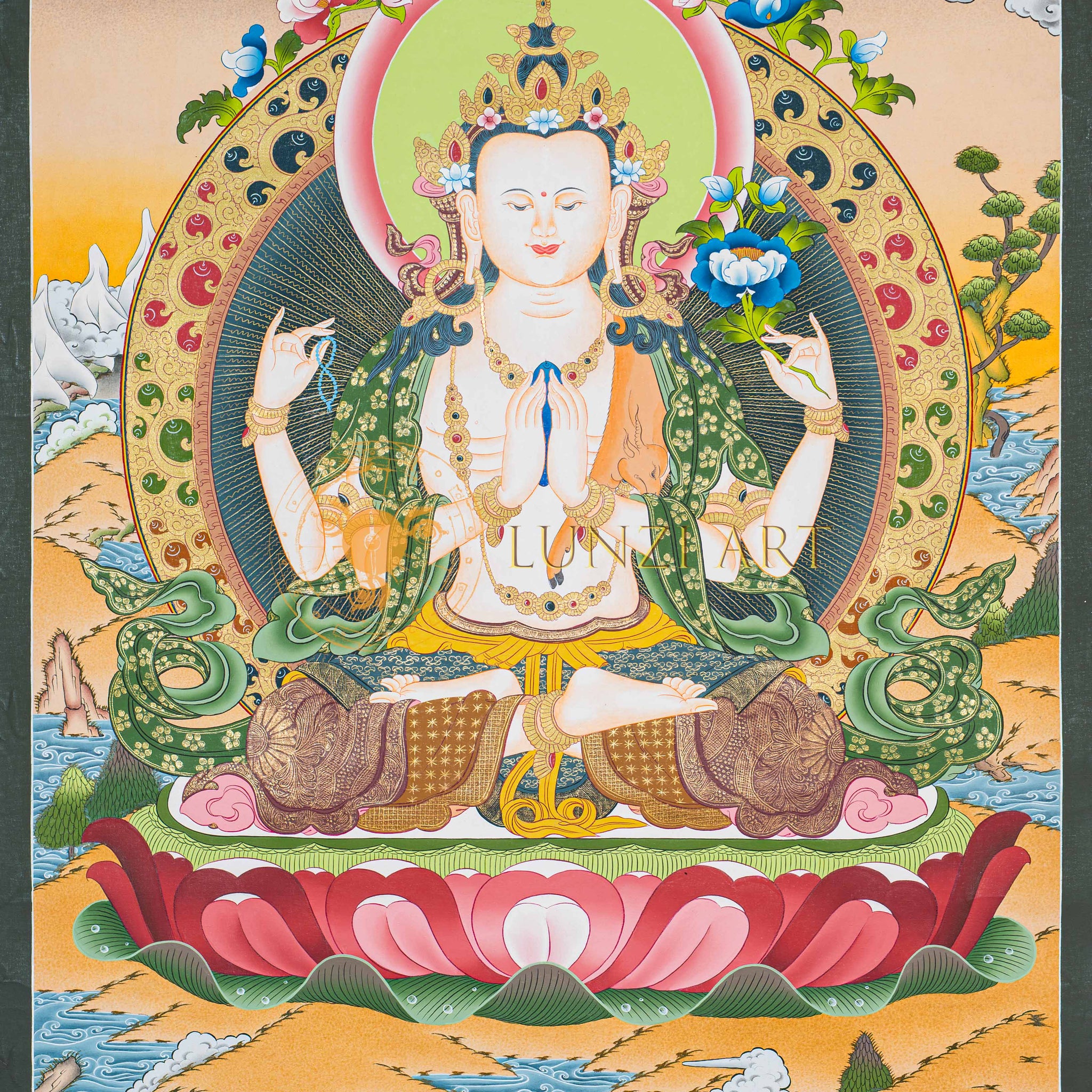 Handpainted Chengresi Thangka