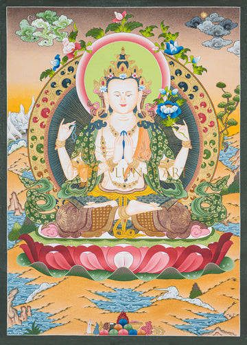 Handpainted Chengresi Thangka