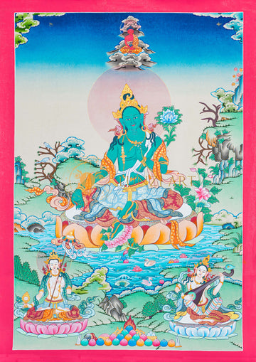 Hand-Painted Green Tara Thangka