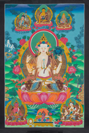 Hand-Painted Chengrezig Thangka