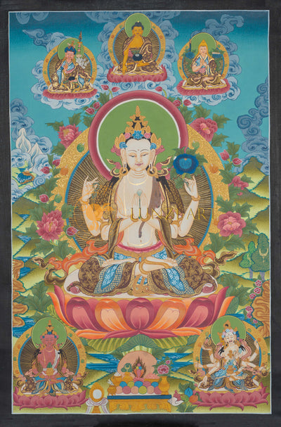 Hand-Painted Chenrezig Thangka