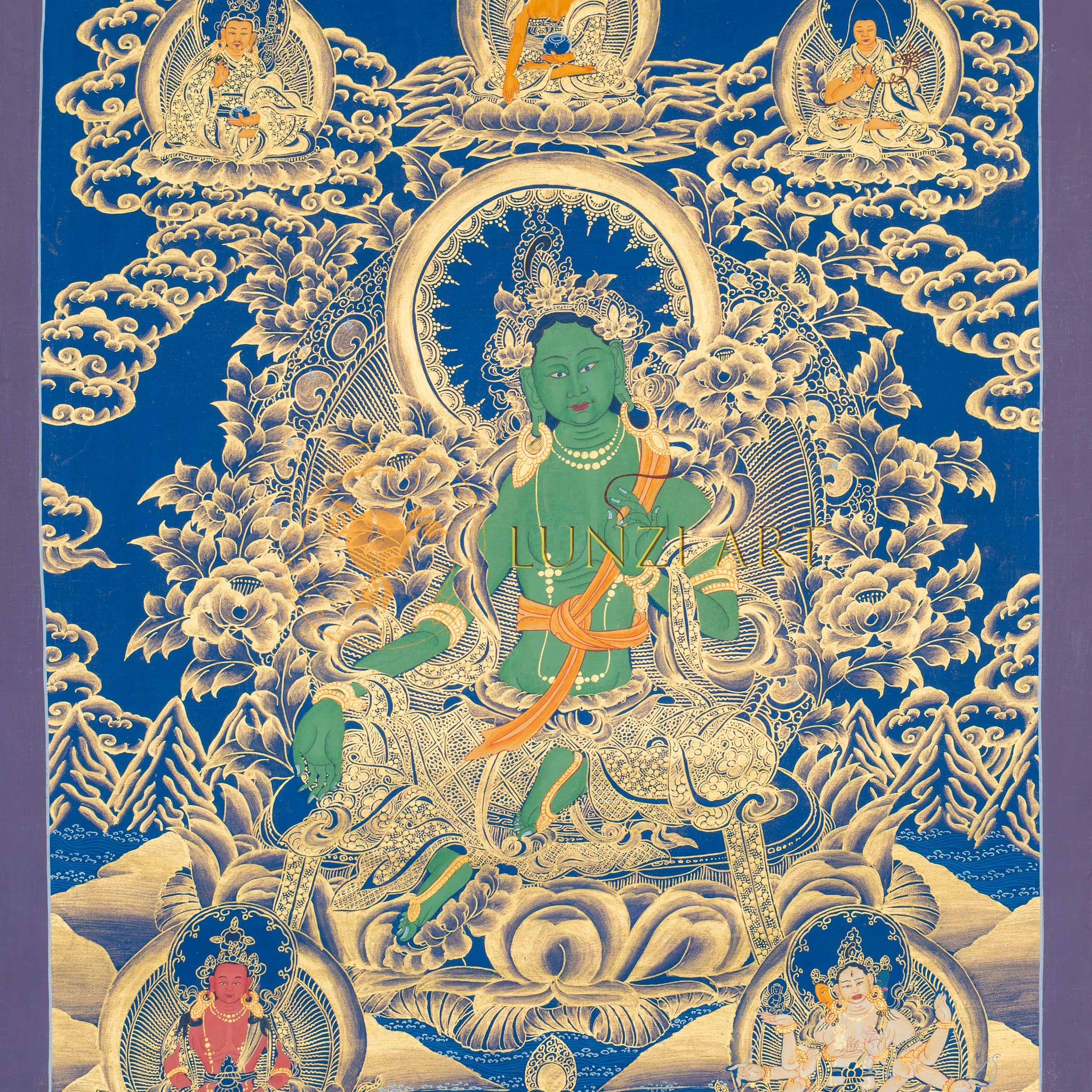 Hand-Painted Green Tara Thangka