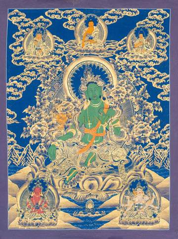 Hand-Painted Green Tara Thangka
