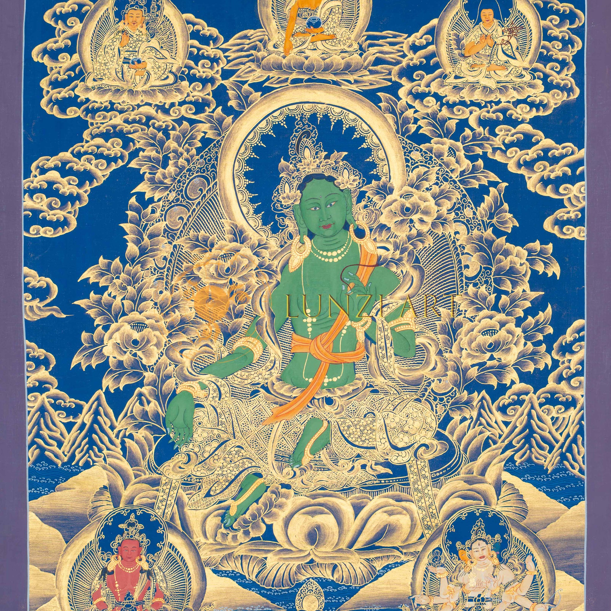 Hand-Painted Green Tara Thangka