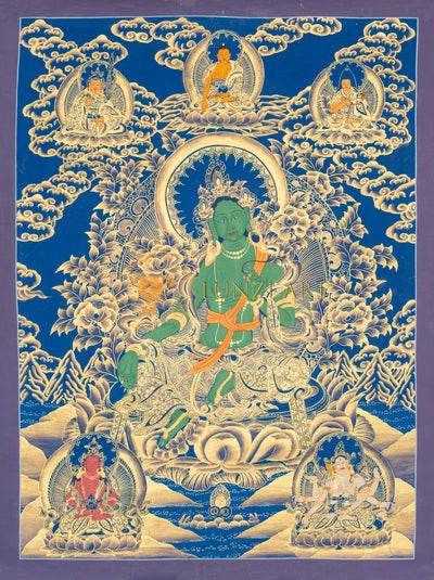 Hand-Painted Green Tara Thangka