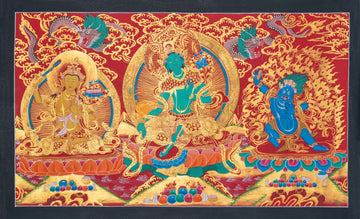 Hand-Painted Three Deities Thangka