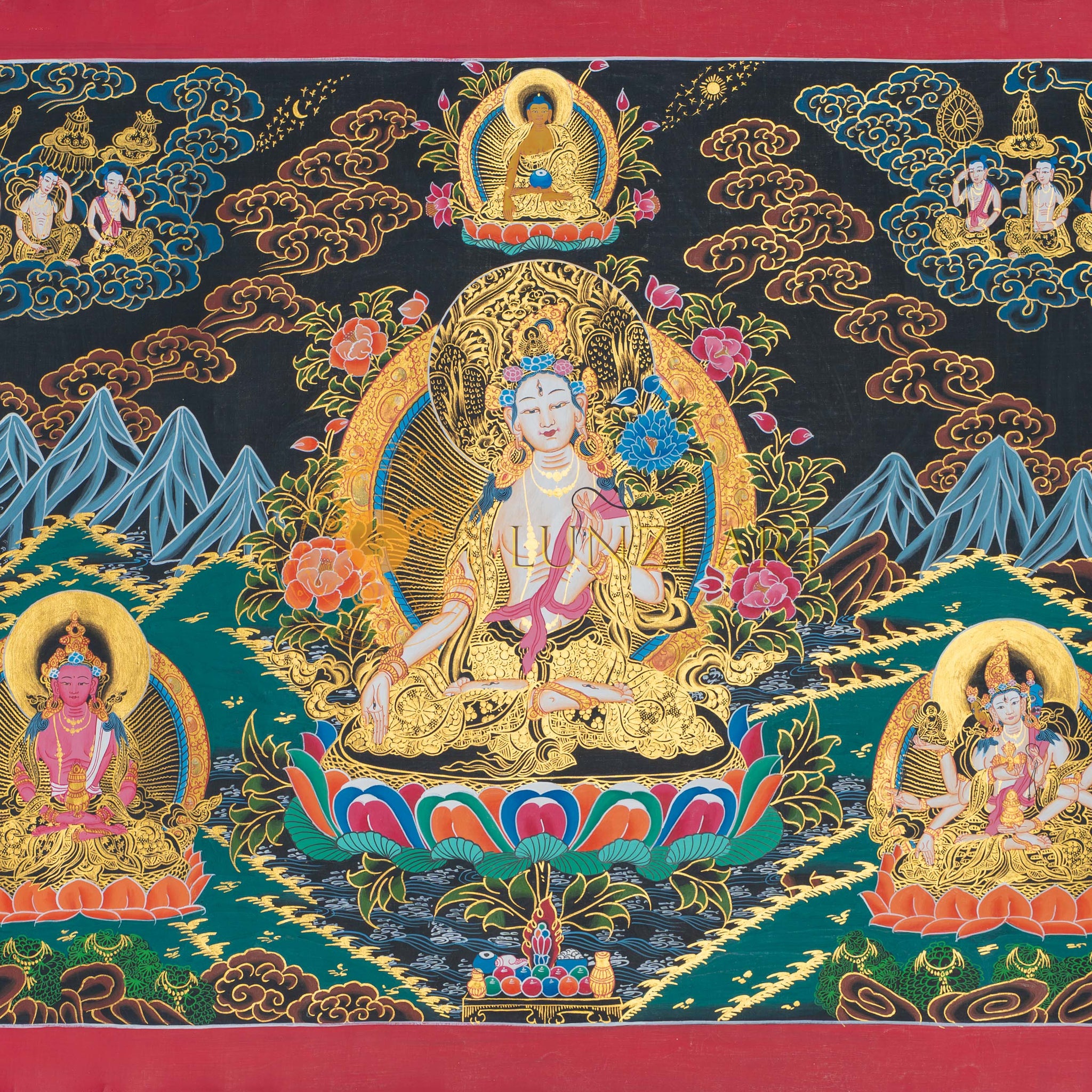 Hand-Painted White Tara Thangka