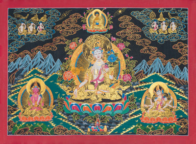 Hand-Painted White Tara Thangka