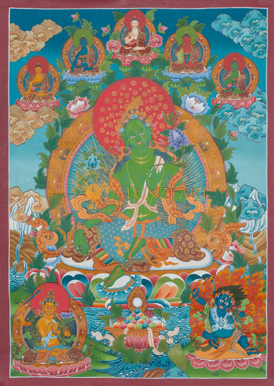 Hand-Painted Green Tara Thangka