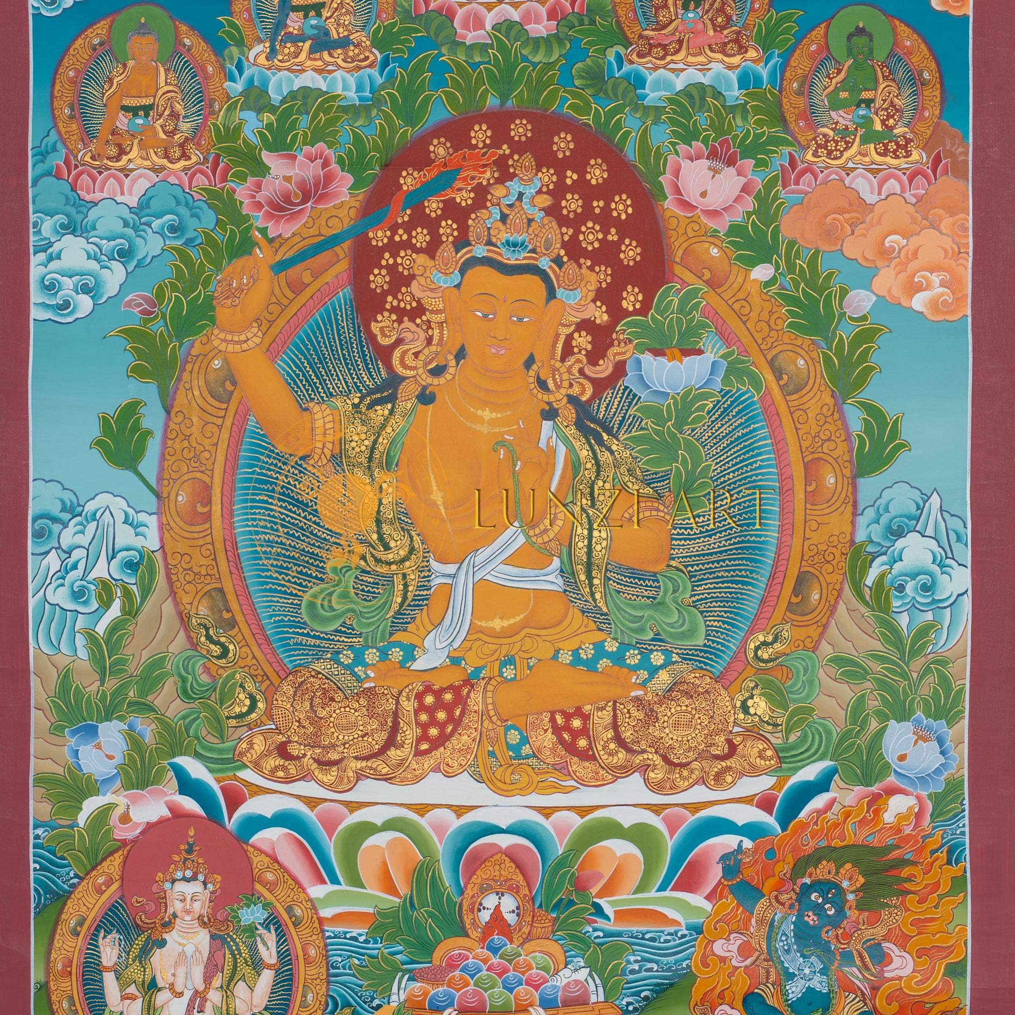 Hand-Painted Manjushree Thangka