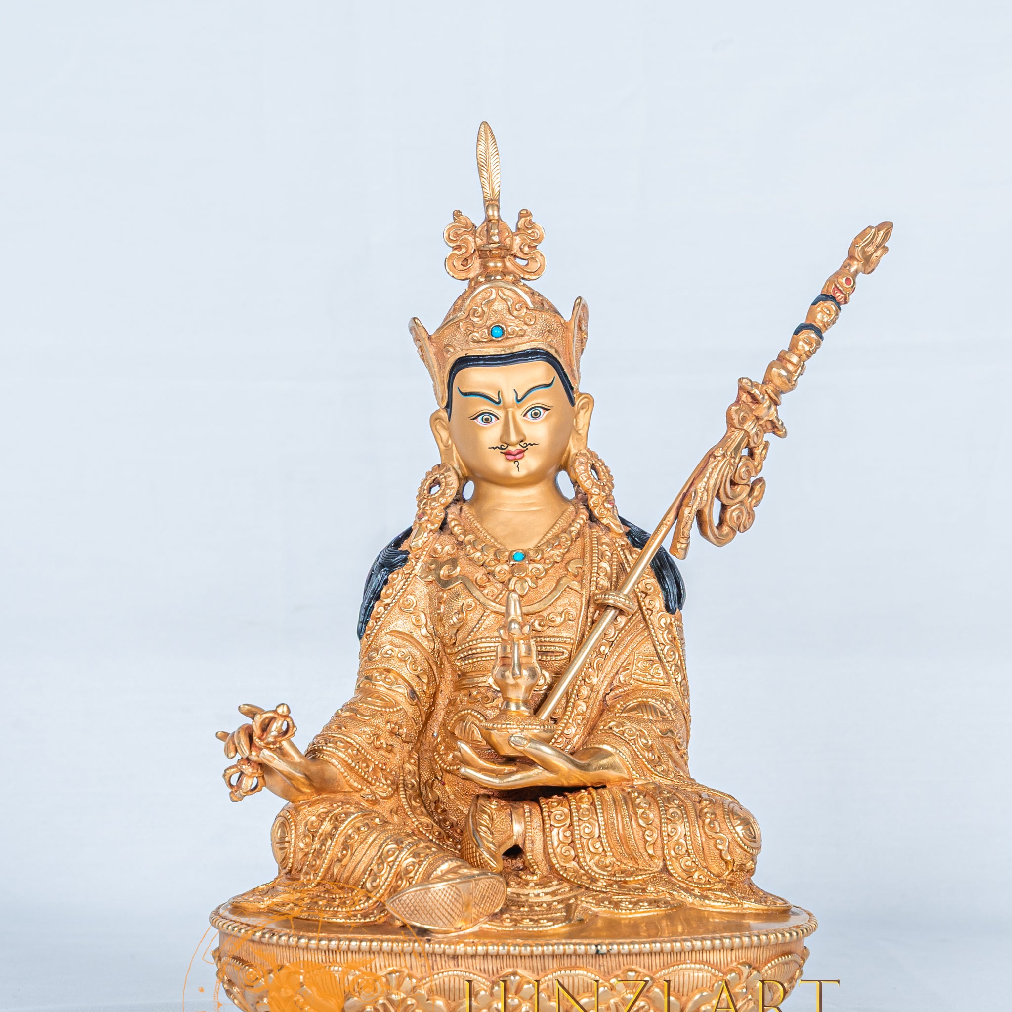 Guru Rinpoche (Padmasambhava) Statue | Fully Gold-Plated Copper