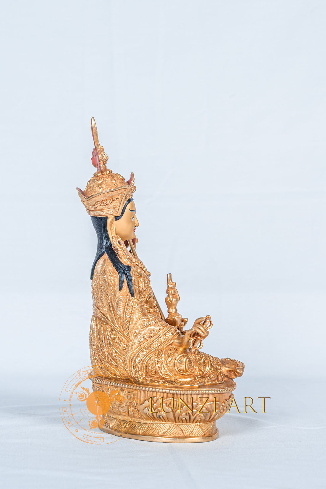 Guru Rinpoche (Padmasambhava) Statue | Fully Gold-Plated Copper