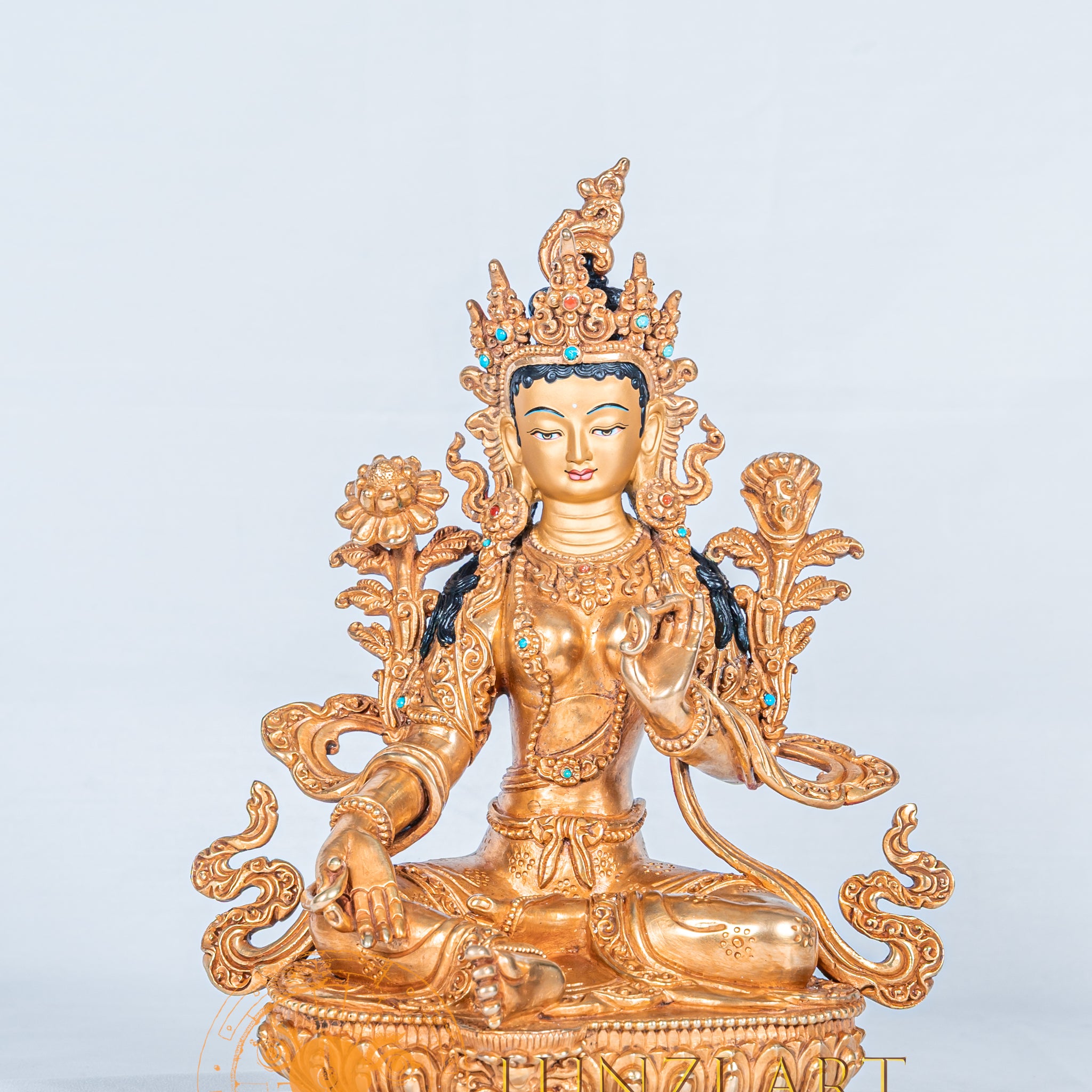 Green Tara Statue | Fully Gold-Plated Copper