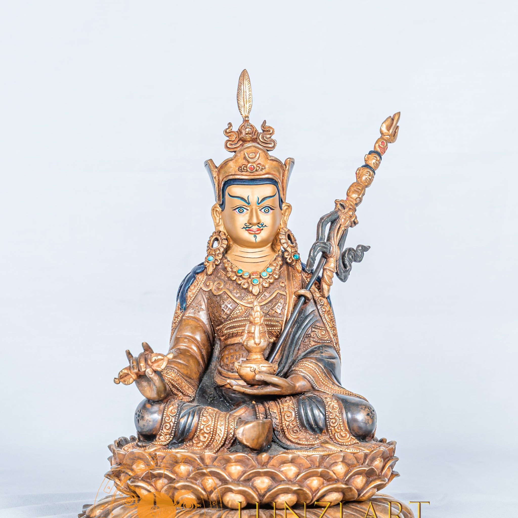 Guru Rinpoche (Padmasambhava) Statue | Copper with Partial Gold Plating