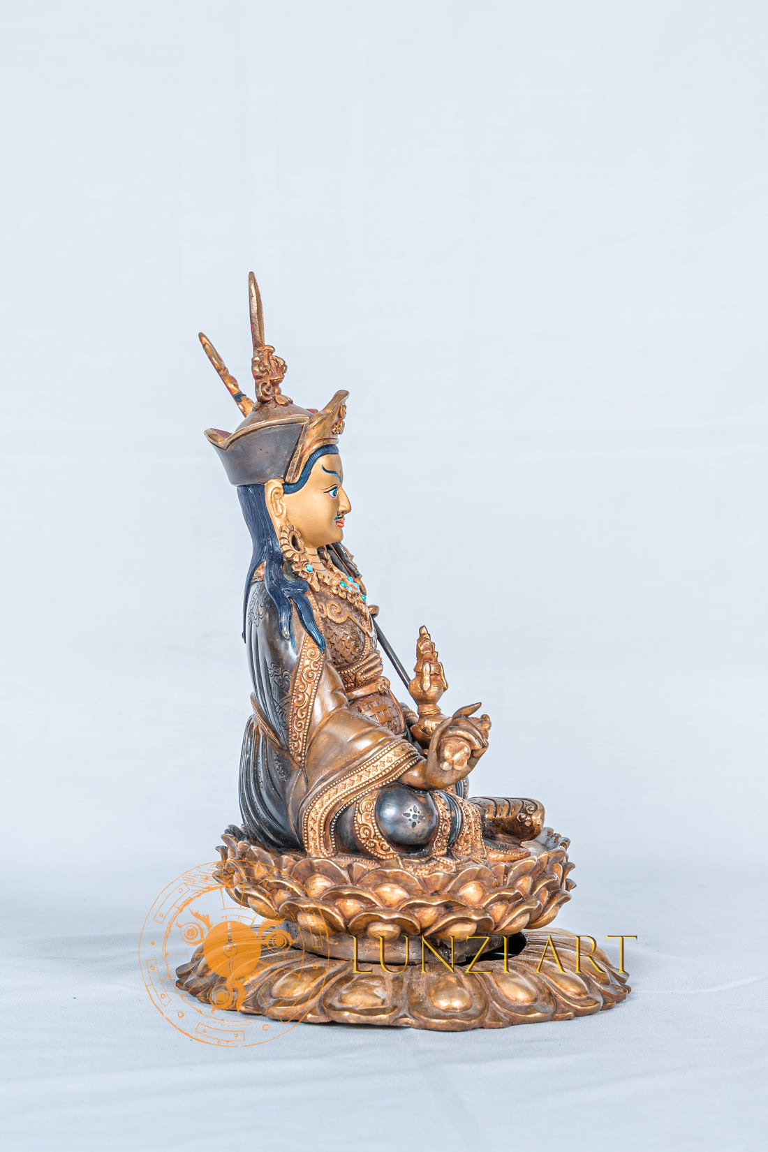 Guru Rinpoche (Padmasambhava) Statue | Copper with Partial Gold Plating