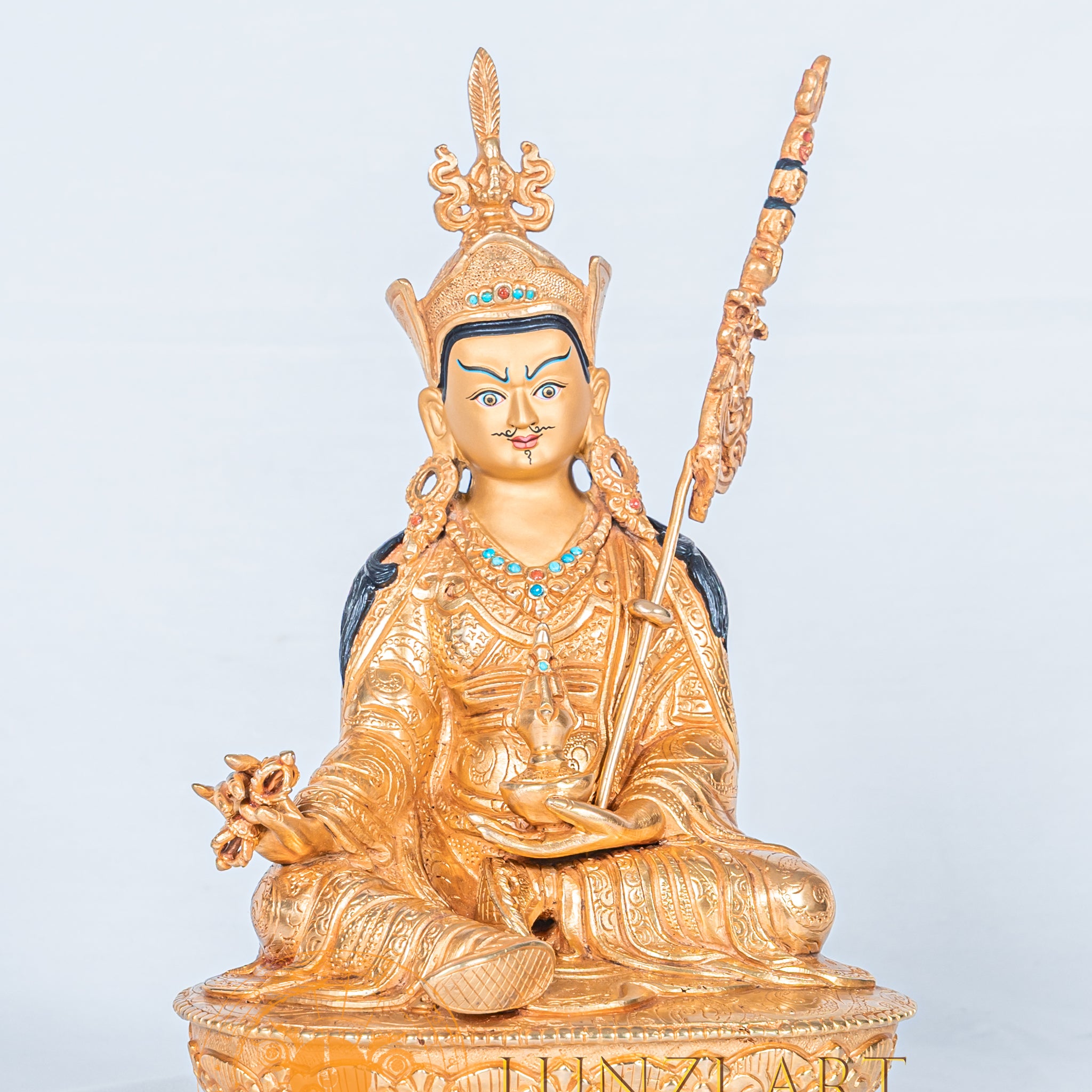 Guru Rinpoche (Padmasambhava) Statue | Fully Gold-Plated Copper