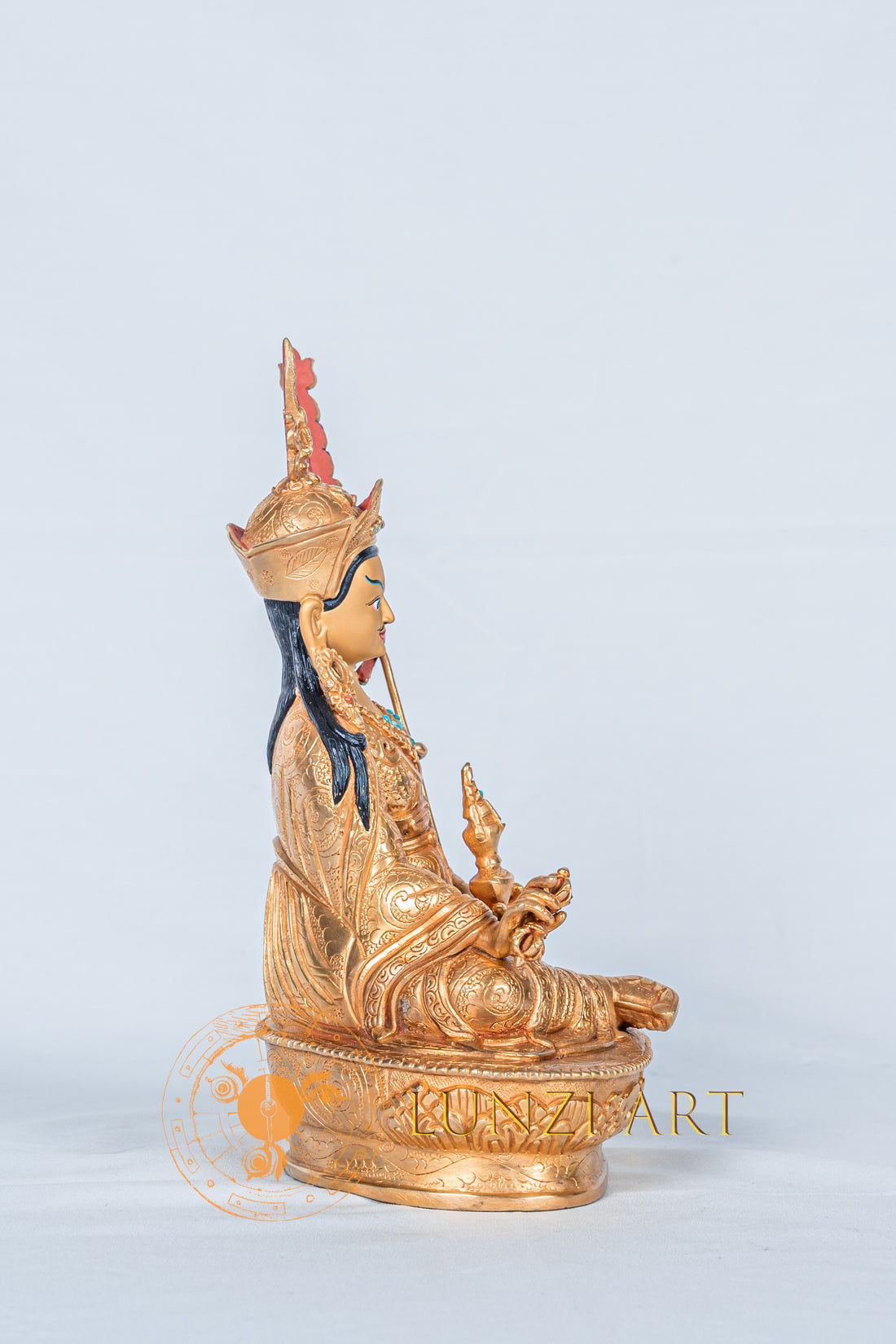 Guru Rinpoche (Padmasambhava) Statue | Fully Gold-Plated Copper